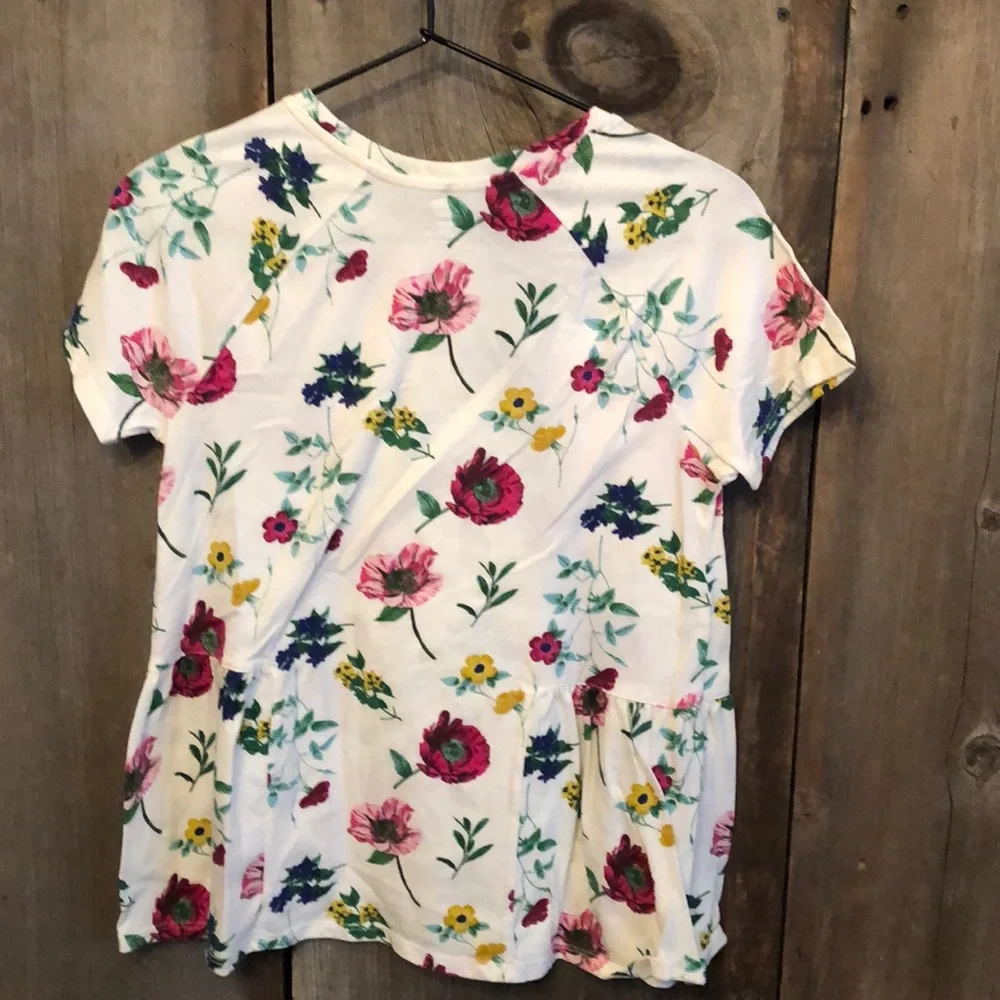 NWOT Old Navy Floral Peplum Cream Top XL 14